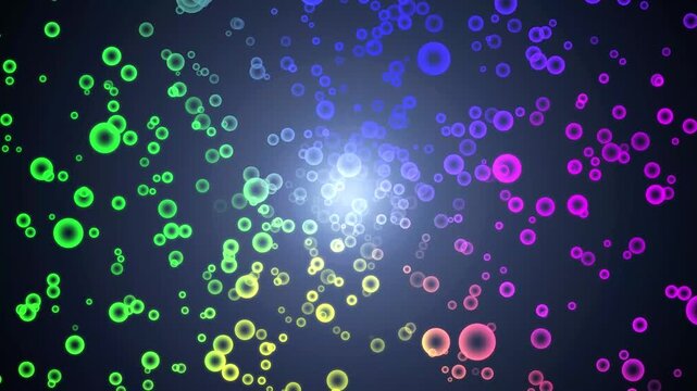 abstract binary code background with green water bubbles and light texture