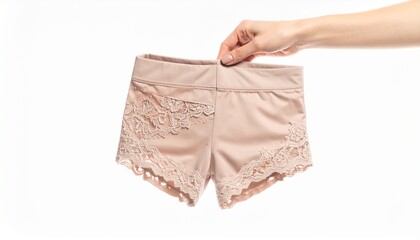 下着を持っている女性の手の写真