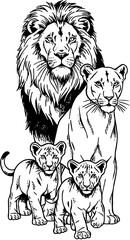 vector illustration of a lion and Tiger 