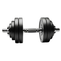 Fototapeta premium Isolated view of a dumbbell with plates on a plain colored surface on transparent background