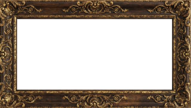Antique gold frame isolated PNG - Oil Paint Frame Art Galler Style - museum art frame