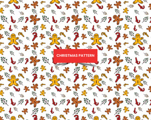 Christmas seamless pattern with ornaments and wrapping paper concept Vector. Seamless background for fabric, textile, men clothing, wrapping paper