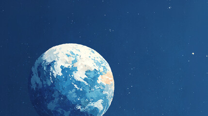 Obraz premium Artistic Blue Earth in Outer Space — Science, Geography, and Astronomy Background Illustration with copy space