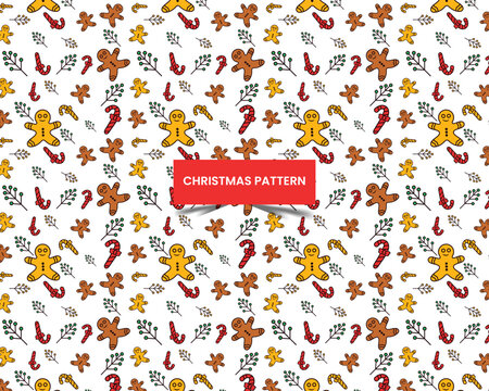 Christmas seamless pattern with ornaments and wrapping paper concept Vector. Seamless background for fabric, textile, men clothing, wrapping paper