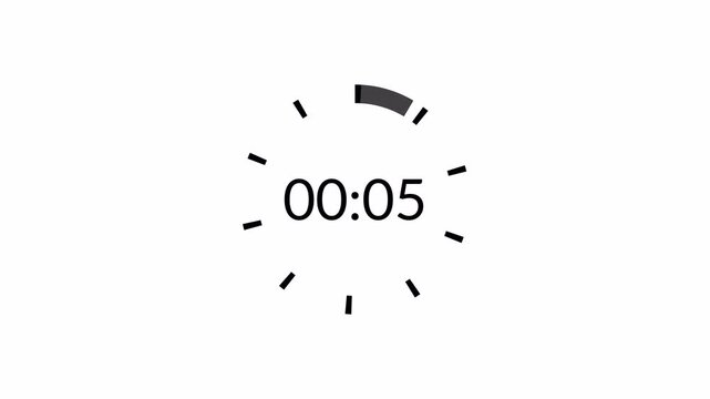 One minute countdown animation 0 from seconds to 60 second with alpha channel, 1 minute countdown timer on transparent background, one minute countdown video.