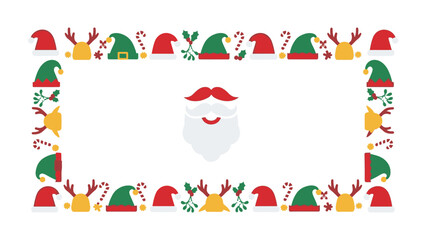 Festive Christmas border design with Santa's beard and various holiday elements, perfect for seasonal greetings and winter celebrations