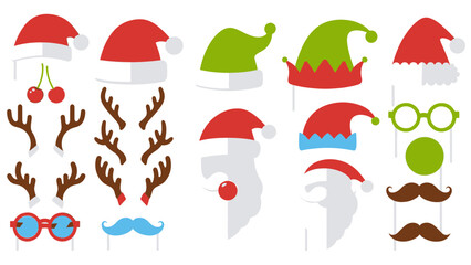 Festive Christmas photo booth props collection, ideal for spreading holiday cheer and capturing joyful memories at any celebration