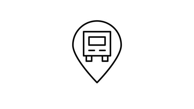 Train icon displayed on a red map pin, indicating a train station location.