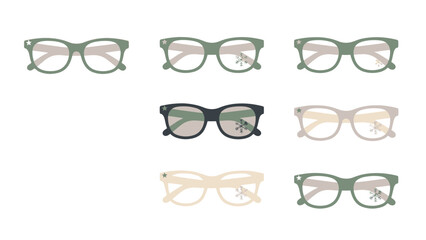 Diverse array of modern eyeglasses frames in a spectrum of colors and distinct designs, enhancing personal style and vision