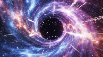 Experience a stunning cosmic journey through a vibrant wormhole, bursting with starlight and swirling nebulae, perfect for space and science visuals