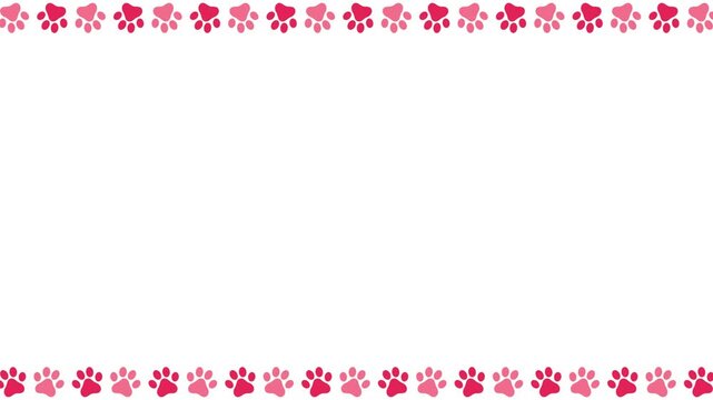 Cute animal pet paw print border frame background animation video