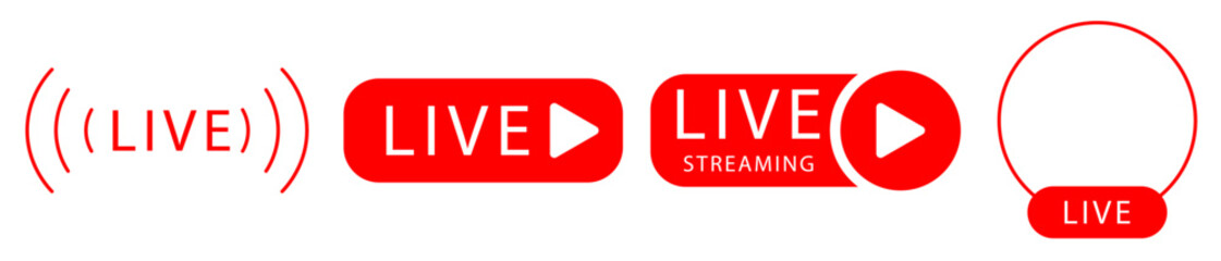 Live, streaming, broadcasting, online stream button, icon. Vector illustration