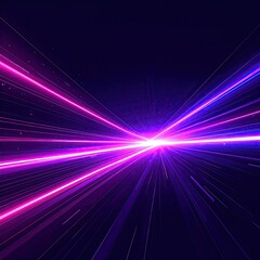 Obraz premium Abstract digital art featuring vibrant pink and blue laser beams radiating from a central point against a dark background