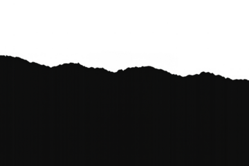 Black ripped paper border creating a torn edge overlay, grunge textured element with transparent background