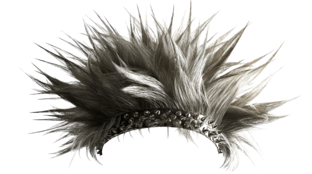 Punk rock spiky hair headdress with metal studs, perfect for costume, music festival or edgy performance looks