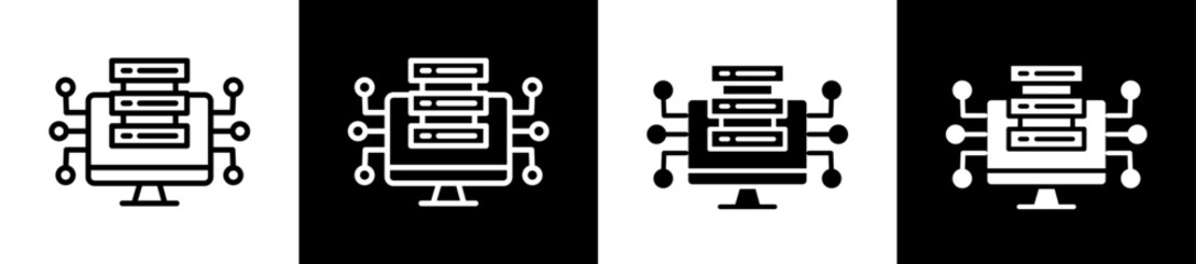 Data Streaming Icon Set In Black And White Filled Style Collection 