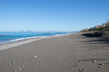 View of Isole Eolie in norther coast of Sicily