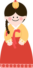 새해 설날 명절 인사 여자 한복입은 사람 캐릭터 드로잉(new year hanbok human character drawing set)