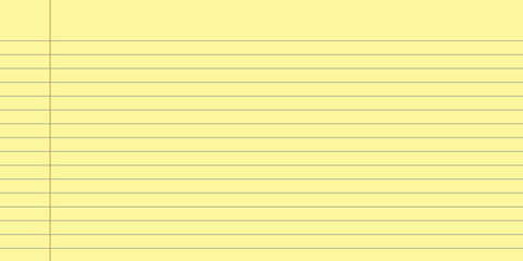Simple Yellow lined paper. Notebook paper background. Vector Illustration