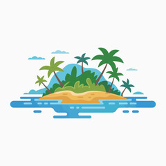 Obraz premium Island silhouette vector illustration white background