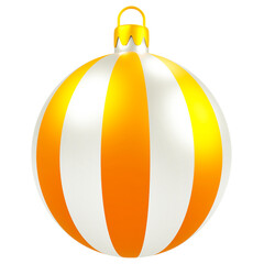 3D Gold and Silver Striped Christmas Ball Ornament 