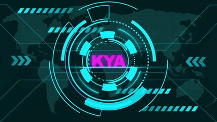 Digital HUD with KYA Text and Global Network Overlay interface futuristic - Powered by Adobe