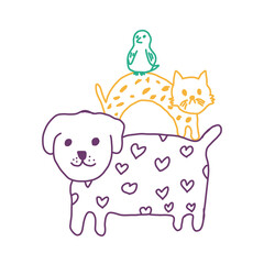 kids drawing dog, cat, and bird illustration