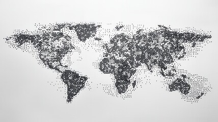 World map displaying global connectivity and digital data networking dot abstract an pattern through