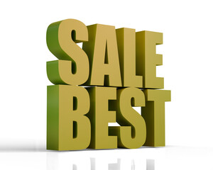 BEST SALE 3D Text Isolated on White. Promotional Marketing Graphic Element for E-commerce Discounts, Best Price Offer Tag, High Quality Render with Transparent Background