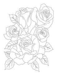 Naklejka premium Rose Bouquet Line Art Illustration