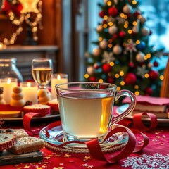 cup of tea with christmas cookies