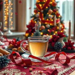cup of tea and christmas cookies
