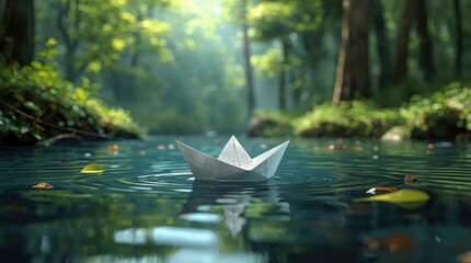 paper boat in the water