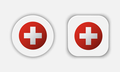 Obraz premium Switzerland Rounded National Flag Button Icon