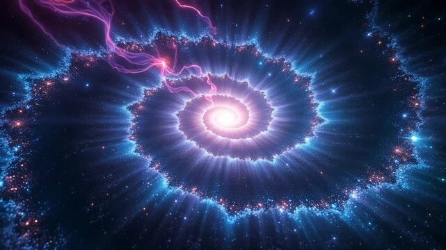 Experience cosmic energy swirling in a mesmerizing spiral galaxy creation, perfect for adding a modern, vibrant, and dynamic feel to your next project