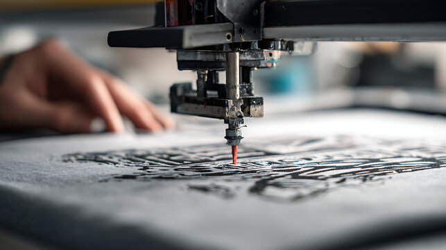 A close-up of a tee shirt logo design being printed (2)