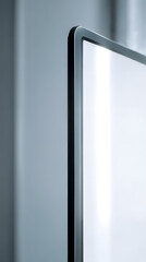 Minimalist Screen Corner: An elegant screen corner showcasing a clean design, minimalist aesthetic and sharp details. The sleek black frame and bright display evoke modernity and simplicity. 