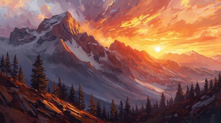 sunset over the mountains