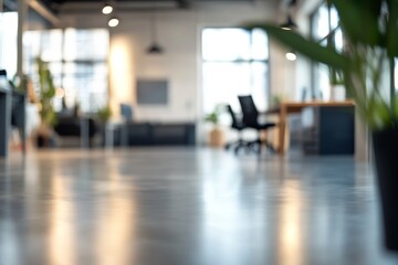 Stylish office interior with open floor plan and natural light