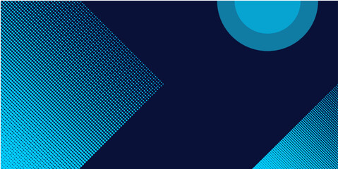 Abstract Technology Background. Dark Blue Geometric Shape with Halftone Dotted Pattern