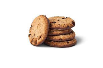 Chocolate chip cookies stack and single cookie