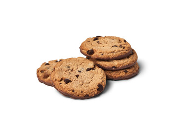 Stack of chocolate chip cookies on transparent background