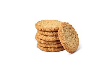 Stack of oatmeal cookies on transparent background