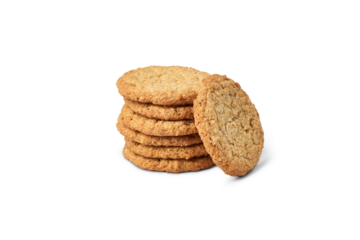 Stack of oatmeal cookies on transparent background