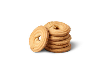 Butter cookies creating a stack on transparent background