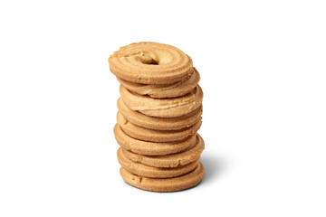 Butter cookies stack on transparent background