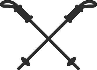 Ski Pole Crossed Emblem Silhouette