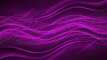 Abstract flowing purple waves with grid overlay and light streaks background