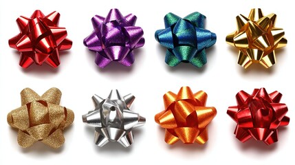 Christmas-new-year wrap guide top shot: metallic gold, silver, red vs cool blue, purple, orange on pure white, ideal for blog cover or print booklet