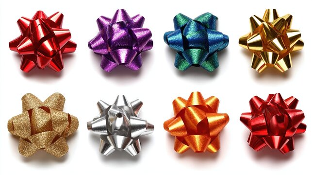 Christmas-new-year wrap guide top shot: metallic gold, silver, red vs cool blue, purple, orange on pure white, ideal for blog cover or print booklet